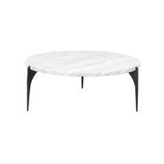 Tatvaacasa Coffee Table Marble Top with Metal Legs