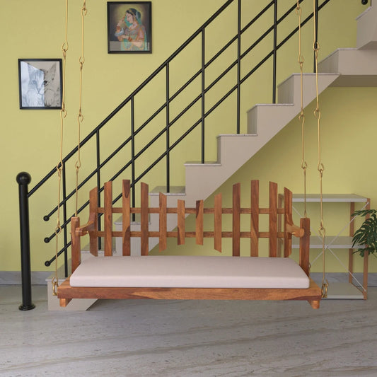 Square Back Wooden Adorable Handmade Wooden Swing for Home