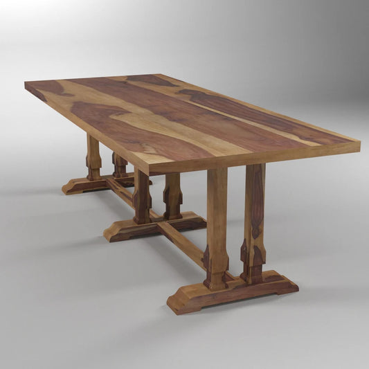 Tatvaacasa Modern Rustic Finished Solid Wood Handmade Dining Table