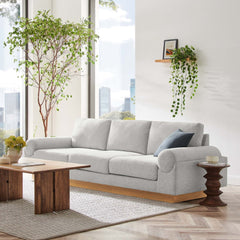 Tatvaacasa Upholstered Fabric Sofa in Light Gray