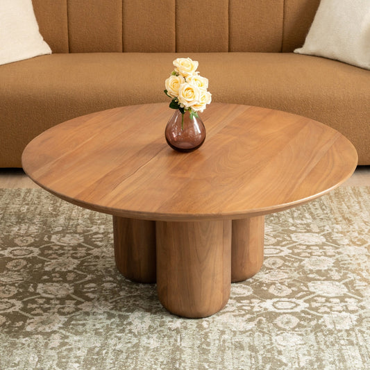 Honey Finish Wooden Round Coffee Table