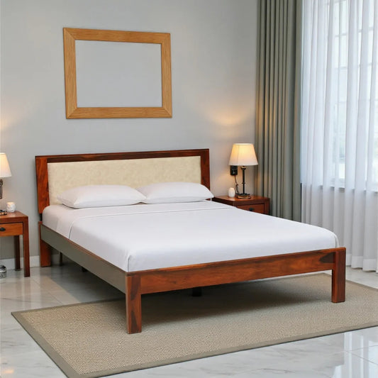 Solid Wood Queen Size Bed Without Storage