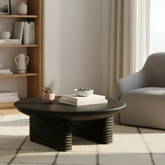 Tatvaacasa Black Modern Coffee Table for Living Room