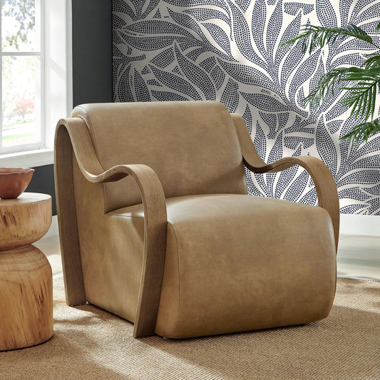 Tatvaacasa Modern Leather Accent Armchair
