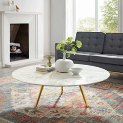 Tatvaacasa 48" Round Faux Marble Coffee Table
