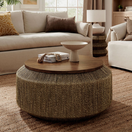 Tatvaacasa Wood Coffee Table in Walnut Natural