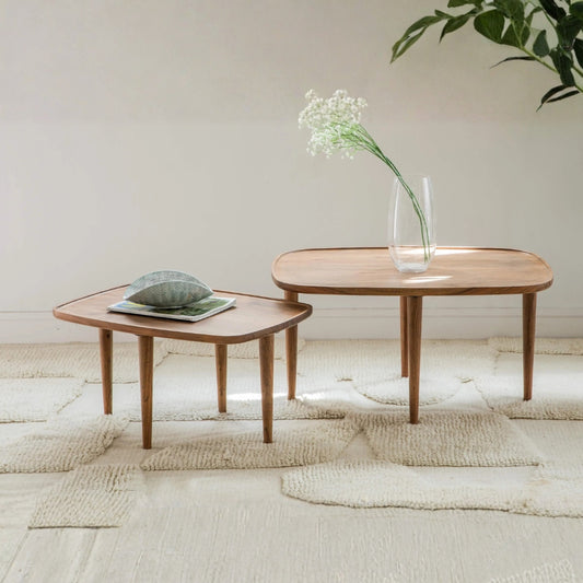 Natural Wooden Nesting Coffee Table set of 2