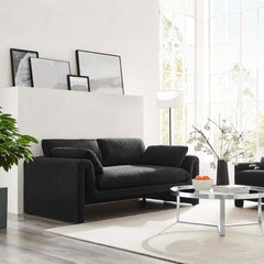 Tatvaacasa Boucle Fabric Sofa in Black