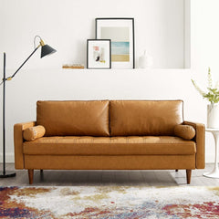 Tatvaacasa Brown Leather Sofa For Living Room