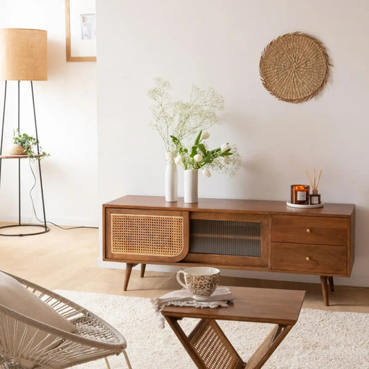 Modern Cane Tv Unit for Living Room