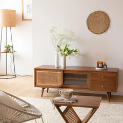 Modern Cane Tv Unit for Living Room