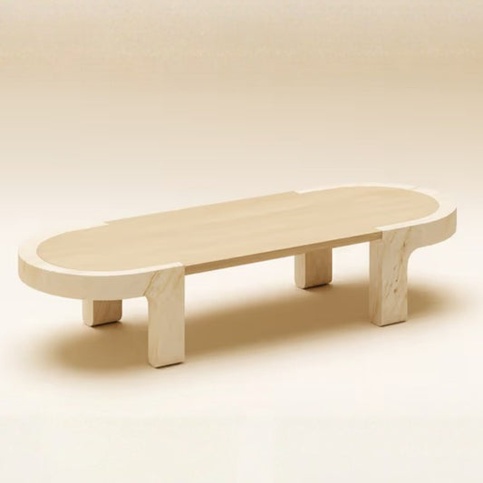 Tatvaacasa Marble Wood Coffee Table