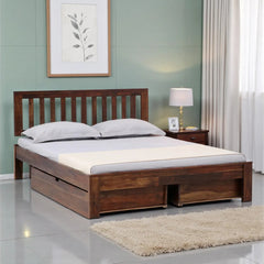 Solid Sheesham Wood Queen Size Bed With Storage Drawers