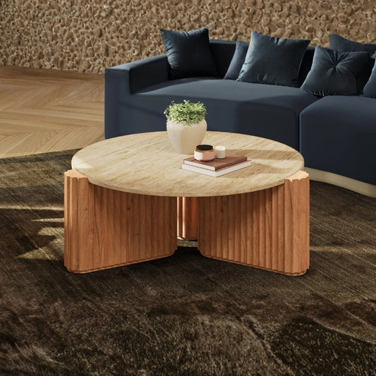 Tatvaacasa Travertine Coffee Table