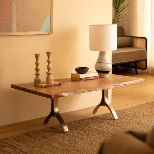 Tatvaacasa Coffee Table With Golden Legs