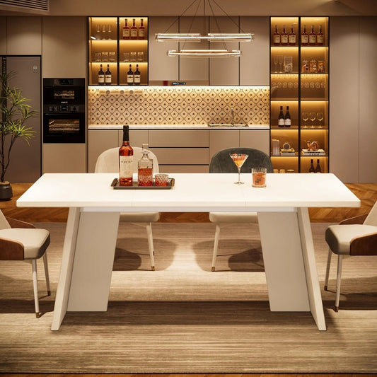 Tatvaacasa Modern Luxury White Dining Table