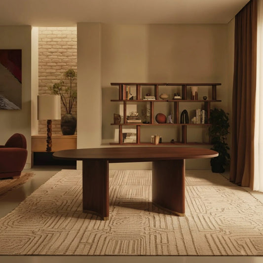 Tatvaacasa Solid Wood Oval Dining Table for Modern Home & Dining Area