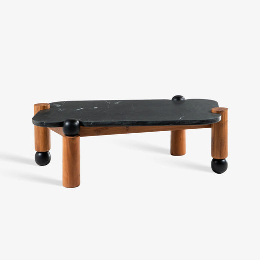 Noto Marble-Top Wooden Coffee Table