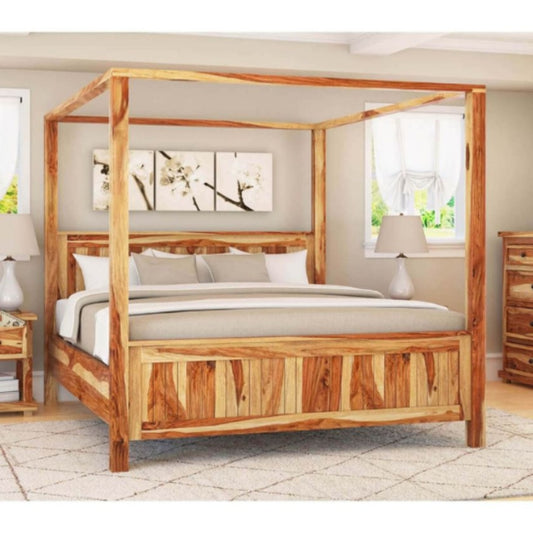 Solid Sheesham Wood Poster Bed | Canopy Bed