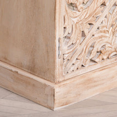 Natural Wooden Carved Sideboard for Storage