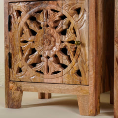 Hand Carved Mango Wood Bedside