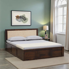 Solid Sheesham Wood King Size Bed With Hydraulic Storage