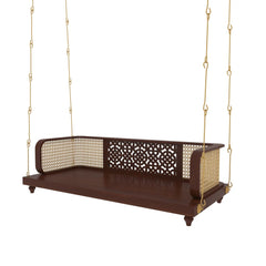 Handcrafted Wooden Swing with Traditional Carving