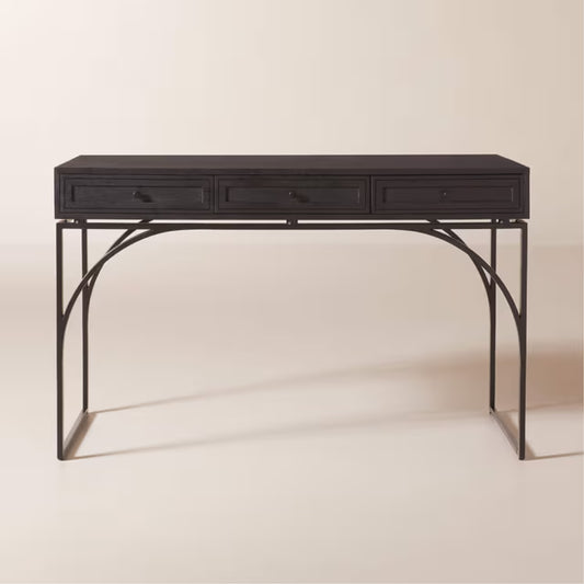 Tatvaacasa 3-Drawer Black Oak Console Table