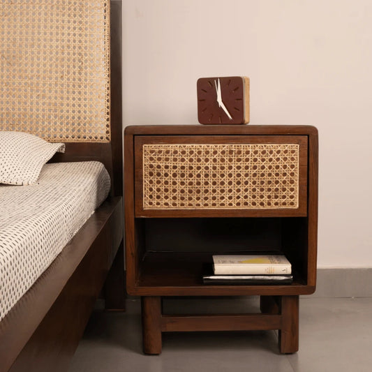 Modern Cane Bedside Table