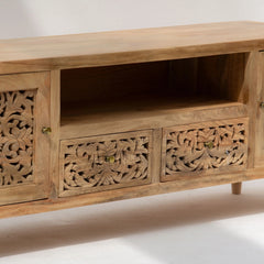 Wooden Carving Two Door Tv Stand