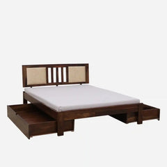 Solid Wood Queen Size Bed With Storage Drawers