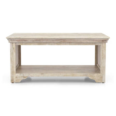 Solid Wood Coffee Table In Rustic White Finish