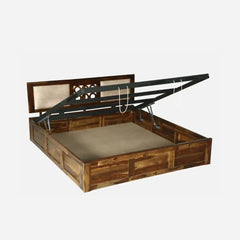 Sheesham Wood Queen Size Bed With Hydraulic Storage