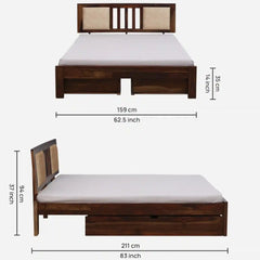 Solid Wood Queen Size Bed With Storage Drawers