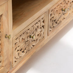 Wooden Carving Two Door Tv Stand