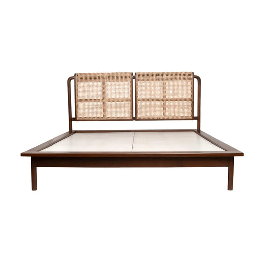 Rattan Mango Wooden Bed for Bedroom