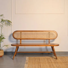 Modern Wooden Cane Bench