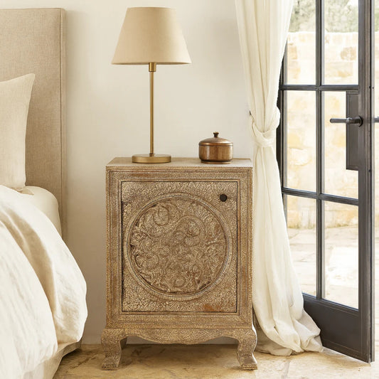 Hand-Carved Mango Wood Bedside Tables