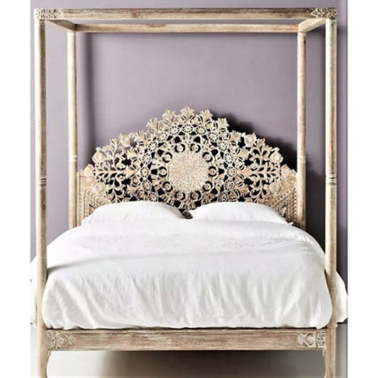 Shahi Mughal Wooden Canopy Bed | Hand Carved