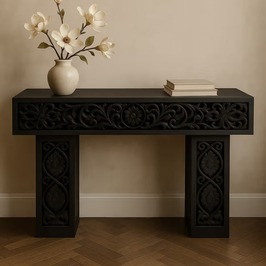 Tatvaacasa Modern Black Console Table