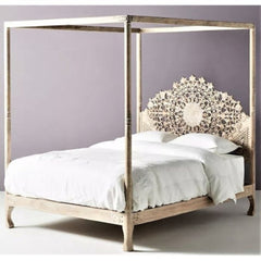 Shahi Mughal Wooden Canopy Bed | Hand Carved