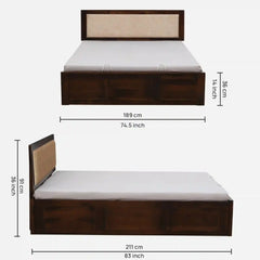 Solid Sheesham Wood King Size Bed With Hydraulic Storage
