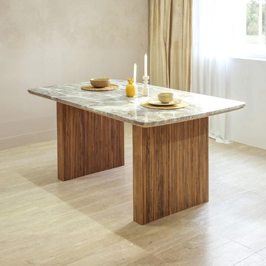 Wooden Marble Top Dining Set