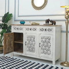 3 Door Cabinets and Sideboard (White Finish)