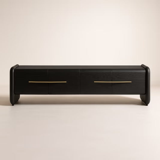 Black Oak Media Console Table