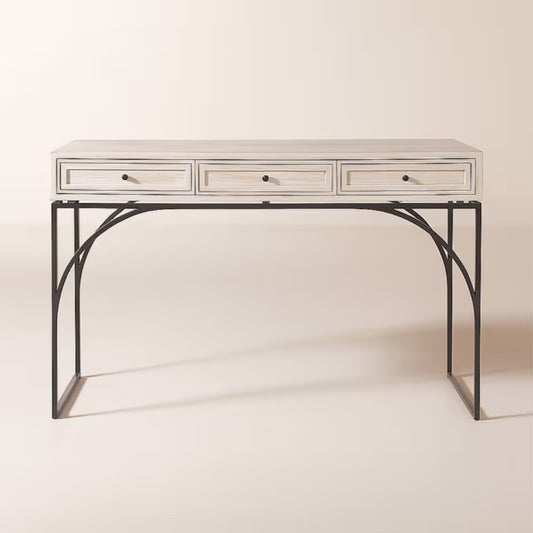 Tatvaacasa 3-Drawer Black Oak Console Table