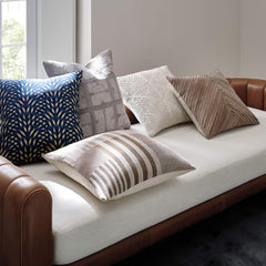 Tatvaacasa Brown Leather and Beige Performance Fabric Daybed