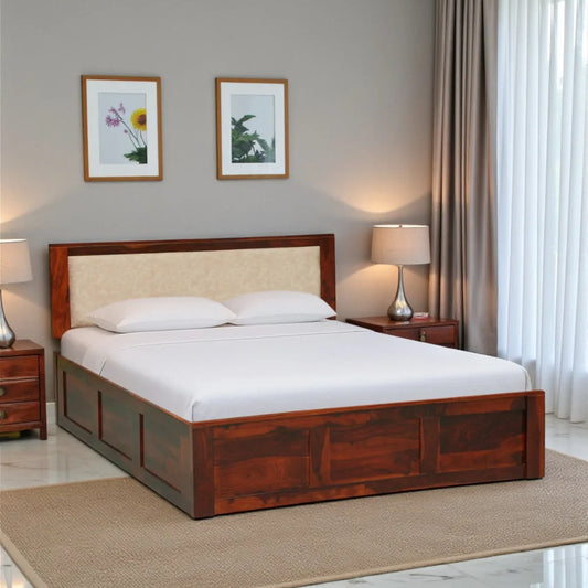 Solid Wood Queen Size Bed With Box Storage