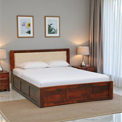 Solid Wood Queen Size Bed With Box Storage