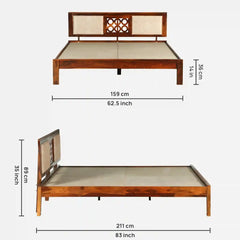 Sheesham Wood Queen Size Bed Without Storage